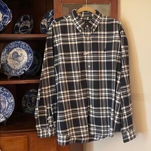 Ralph Lauren Black and White Plaid Button-Down Shirt